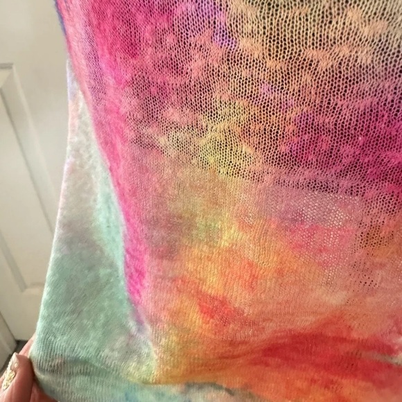 Rainbow Brand Tunic Tank Top M Linen Cotton Racerback Scoop Neck Tie Dye Pink - Picture 5 of 6